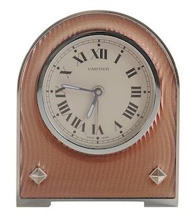 Cartier Guilloche Enamel Desk Clock