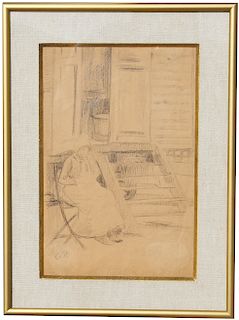 Camille Pissarro  (1830 - 1903) Brown Crayon