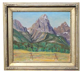 Lee Barley "Taos" 1939 Landscape Painting