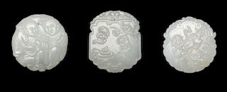 (3) Chinese Carved White Jade Pendants