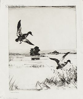 Frank Weston Benson (American, 1862-1951)  Two Black Ducks