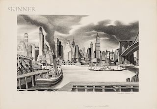 Ernest Fiene (American, 1894-1965)  Waterfront (Manhattan)
