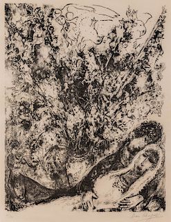 Marc Chagall (Russian/French, 1887-1985)  Le ciel des amoureux
