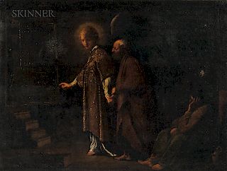 Italian School, 17th Century  Angel Leading St. Peter from Prison