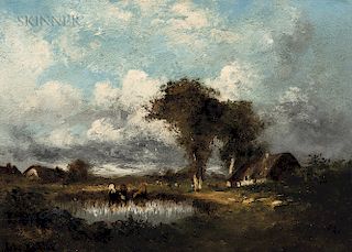 Jules Dupré (French, 1811-1889)  Cows Watering