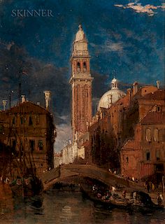 James Holland (British, 1799-1870)  The Leaning Tower of the Church of St. George the Greek