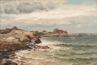 Mauritz Frederik Hendrik de Haas (Dutch/American, 1832-1895)  Rolling Surf, Rocky Coast
