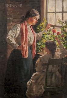 Abbott Fuller Graves (American, 1859-1936)  Mother and Child with Geraniums