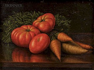 Levi Wells Prentice (American, 1851-1935)  Still Life with Tomatoes, Carrots, and a Parsnip