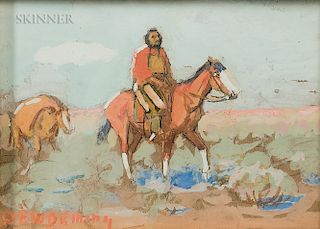 Edwin Willard Deming (American, 1860-1942)  Two Sketches of Figures on Horseback