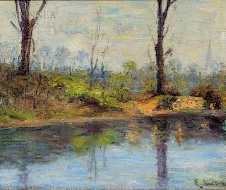 Ernest Lawson (American, 1873-1939)  Along the Riverbank