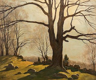 Bertram George Bruestle (American, 1906-1968)  Connecticut Landscape, Autumn Afternoon