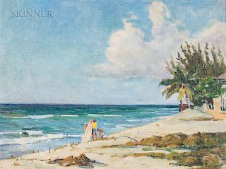 Leopoldo Romañach (Cuban, 1862-1951)  Atardecer   (Late Afternoon at a Beach)