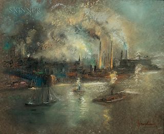 Glenn Cooper Henshaw (American, 1880-1946)  Queensborough, East River, New York City