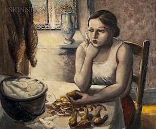 Gaston Longchamp (French/American, 1894-1986)  Woman Peeling Pears