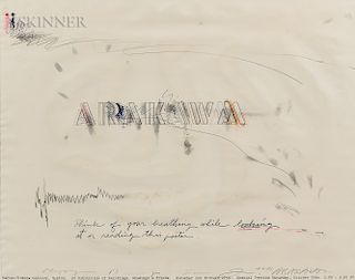 Shusaku Arakawa (Japanese/American, 1936-2010)  Abstract Drawing on a Poster for an Exhibition at Harcus/Krakow Gallery, Boston