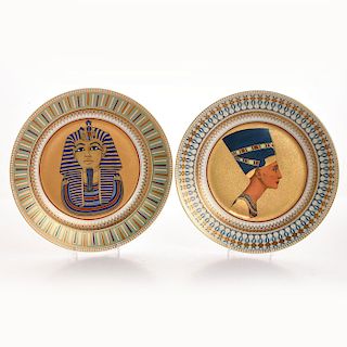 2 KAISER EGYPTIAN KING AND QUEEN WALL CHARGERS