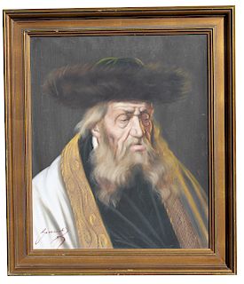 Jeno Gussich (20th C) Rabbi Painting