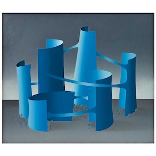 KURT LARISCH, Blue Structures, Signed Screenprint 73 / 200, 25.5 x 29.5” (65 x 75 cm) 