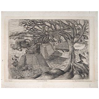 GABRIEL FERNÁNDEZ LEDESMA, Ladrilleras (“Brickworks”), Signed, Dry point engraving 1 /10 4.7 x 6.2” (12 x 16 cm) 