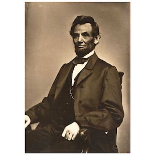 JOSEPH GAYLORD GESSFORD, Abraham Lincoln, Unsigned, Albumen on carton, 13.9 x 7” (35.5 x 18 cm)