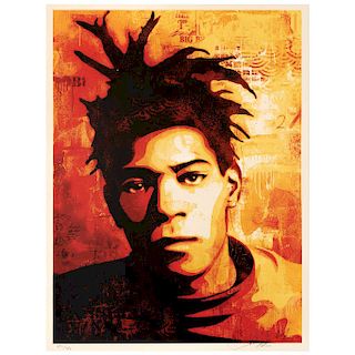 SHEPARD FAIREY, Basquiat Canvas, Signed and dated 89, Screenprint 291 / 450, 22.8 x 16.9” (58 x 43 cm) 