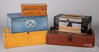 Two painted lock boxes, etc.