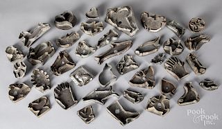 Collection of tinned sheet iron cookie cutters