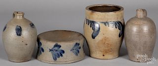 Two stoneware jugs, a crock and a spittoon