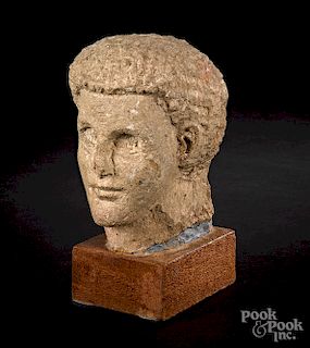 Provincial Roman Limestone Head, 2nd -4th c. A.D.