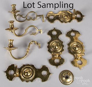 Group of reproduction brass sconces.