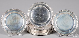 Set of twelve sterling silver plates