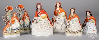 Five Staffordshire Red Riding Hood figures, etc.