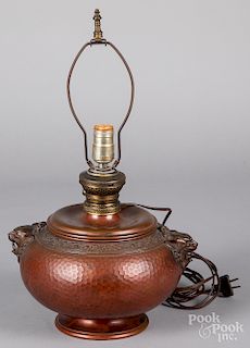Gorham hammered copper lamp.
