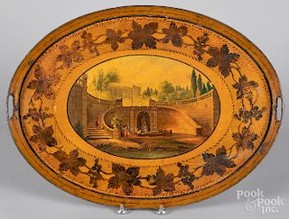English painted tole tray