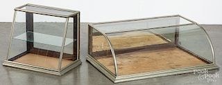 Two glass table top display cabinets