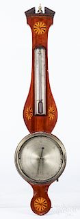 English inlaid mahogany banjo barometer