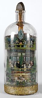 Carl Worner carved diorama in a bottle