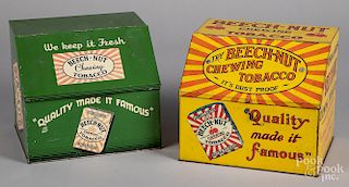 Two painted Beech-Nut chewing tobacco tins