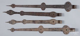 Two pairs of wrought iron strap hinges