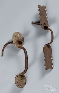 Two wrought iron thumb latches