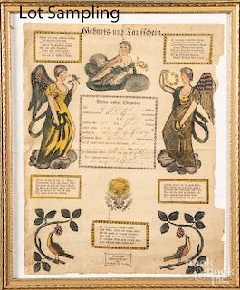 Eleven printed and hand colored fraktur