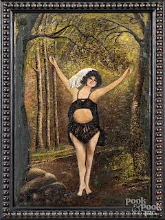 Oil on canvas of a woman in flapper