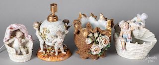 Four pieces of figural porcelain