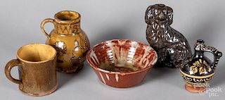 Five pieces of redware