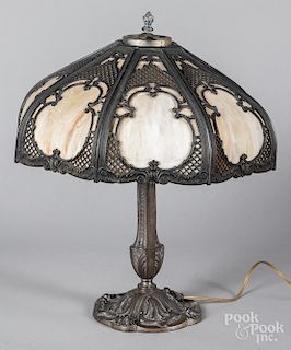 Slag glass table lamp