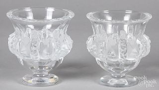 Pair of Lalique frosted glass vases