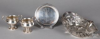Art Nouveau 800 silver bowl, etc.