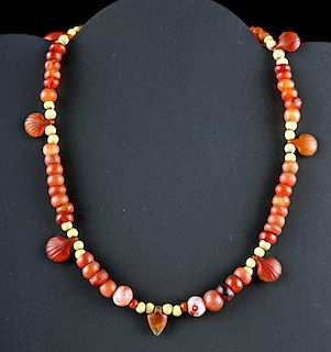 Egyptian Jasper / Carnelian Necklace - Shell Amulets