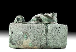 Egyptian Bronze Votive Sarcophagus Fragment w/ Snake